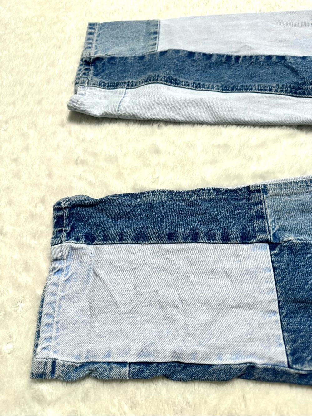 ASOS Design Patchwork Deconstructed High-Rise Straight Leg Jeans - Picture 5 of 13